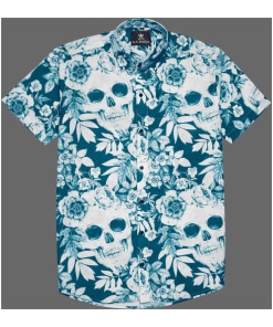 Skull and Flower Patterned Stylish Shirt