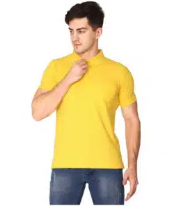 Classic Polo Collar Yellow Cotton T-Shirt for Men – Half Sleeve