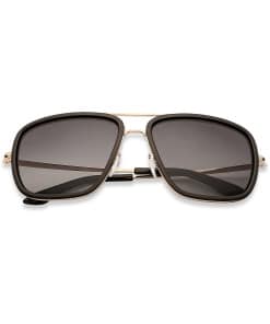 Stylish Full Rim Square Sunglasses in Golden Black – PolyCarbonate