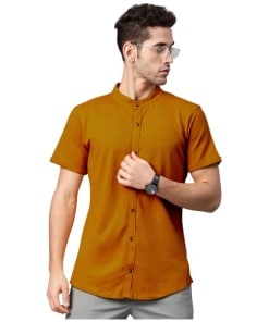 Lycra Fabric Plain Half Sleeve Casual Shirt