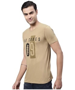 Round Neck Cotton Printed Tee for Men