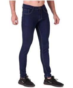 Men's Blue Slim Fit Stretchable Denim with Mid Rise