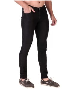 Black Men's Mid Rise Stretchable Slim Fit Denim Jeans