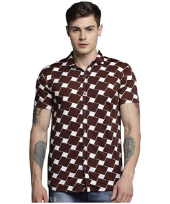 Men's Cuts Printed Lycra Casual Shirt