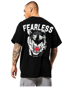 Men's Oversized Cottonblend Half Sleeve Back Printed T-Shirt