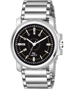 Sleek Black Dial Stainless Steel Men's Analog Watch