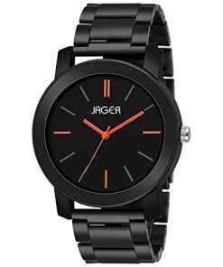 Classic Black Dial Men's Analog Watch with Colored Strap