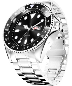 Men's Stainless Steel Chain Day-Date Analog Wristwatch