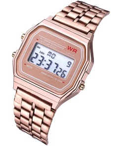 Unisex Stainless Steel Strap Digital Watch for Men and Women
