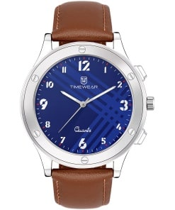 Men's Analog Watch with Genuine Leather Strap and Stainless Steel Back
