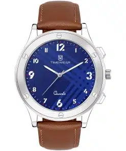 Men's Analog Watch with Genuine Leather Strap and Stainless Steel Back