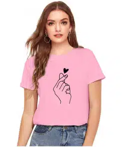Pink Cotton Women's Western Wear T-Shirt