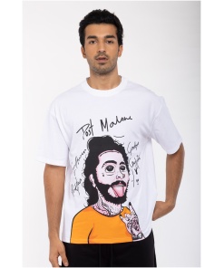 Artistic Harmony Oversized T-shirt with Post Malone Illustration