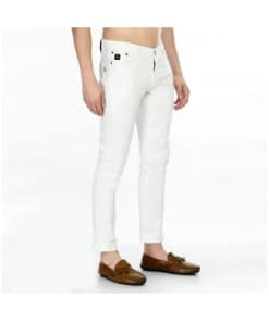 White Men's Mid Rise Regular Fit Denim Jeans