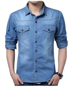 Men's Long Sleeve Denim Shirts for Timeless Style