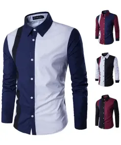 Men's Shirt with Urban Splicing Accents