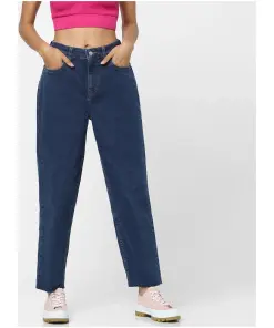 Dark Blue High Waist Mom Jeans