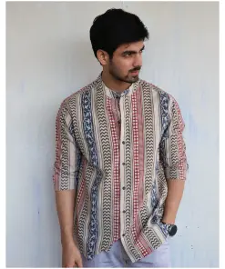 Ivory Block-printed Men's Shirt