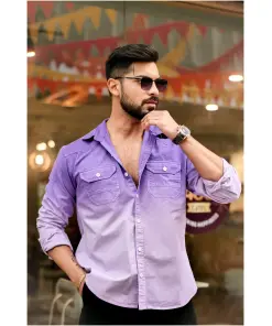 Purple Double Shade Cotton Rfd Designer Shirt