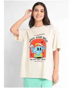Free Your Mind Printed Oversized T-shirt for Women