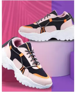 Women's Black Color Block Sneakers