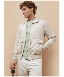 Stand Collar Textured Jacket for Men Modern Everyday Wear