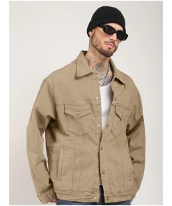 Khaki Denim Trucker Jacket for Men Everyday Essential