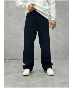 Black Baggy Straight Jeans for Men Urban Wear