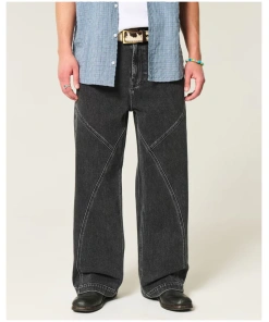 Concrete Wave Denim Jeans Loose Straight Cut
