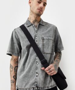 Trendy Men Washed Denim Oversized Fit Shirt Comfortable Street Style Look