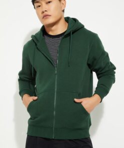 Stylish Men Solid Pullover Hoodie with Adjustable Drawstring Hood and Ribbed Cuffs