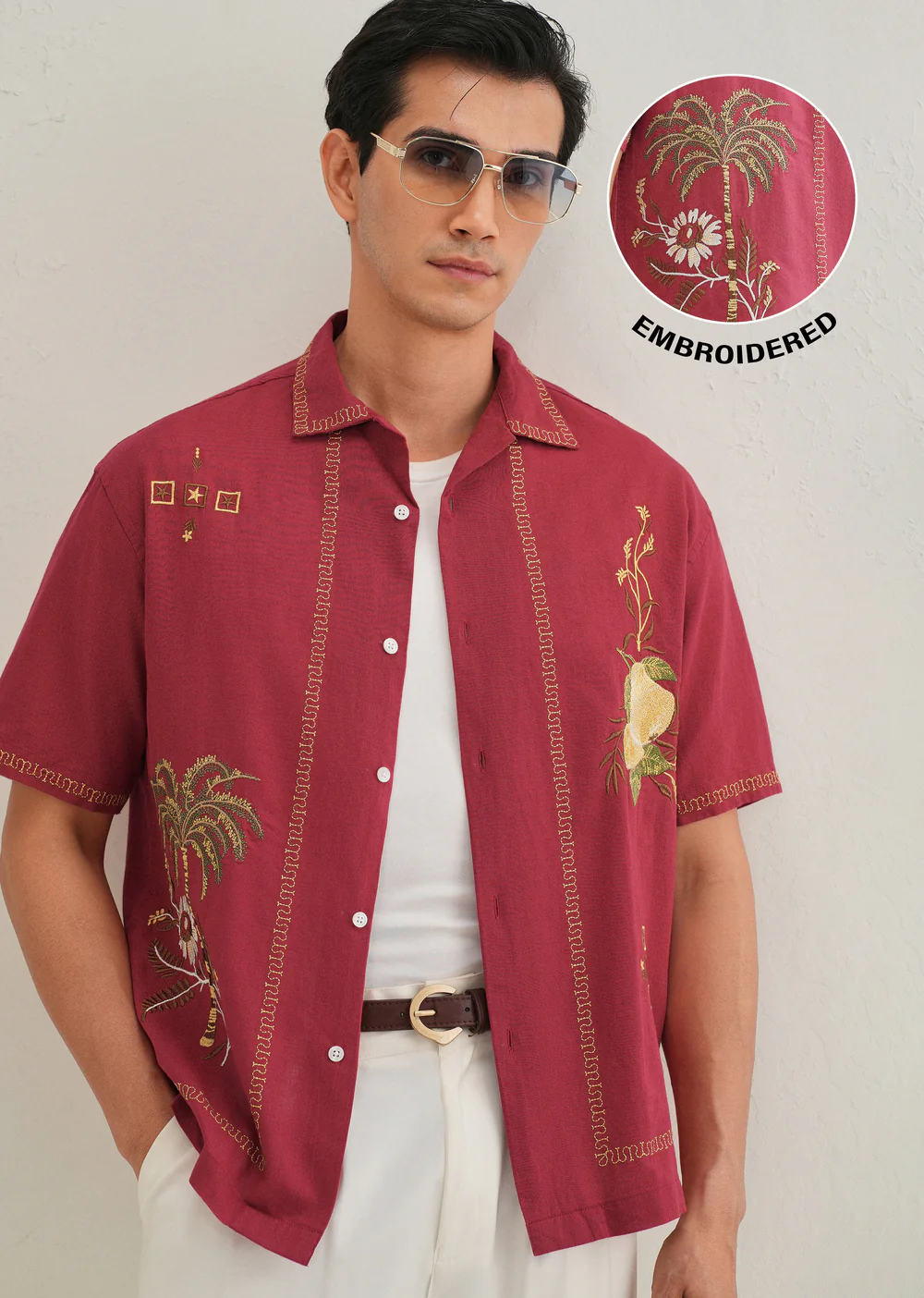 CrimsonRedTropicalEmbroideredShirt_5
