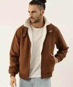 Modern Suede Bomber with Plush Fur Lining