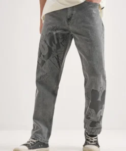Grey Mickey Mouse Straight Fit Jeans