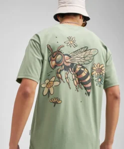 Olive Printed Regular Fit Round Neck T-Shirt