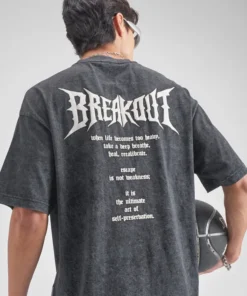 Black Printed Round Neck T-Shirt