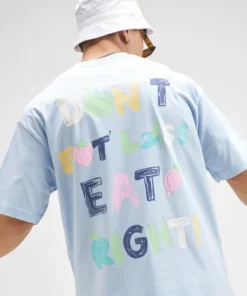 Casual Blue Printed Round Neck T-Shirt for Men