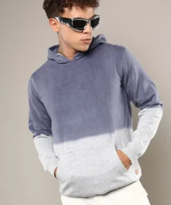Comfortable Ombre Panel Hoodie with Relaxed Fit