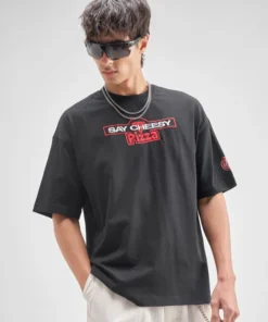 Black Ninja Turtles Embroidered Round Neck Embroidered T-Shirt