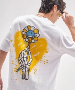 White SmileyWorld Printed Round Neck T-Shirt