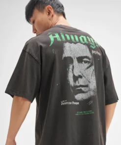 Black Harry Potter Printed Round Neck Oversized Fit T-Shirt