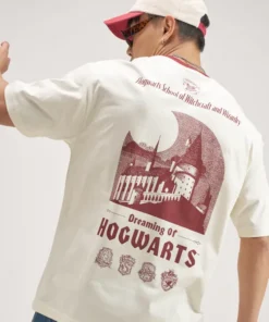 Men Off White Harry Potter Printed Round Neck T-Shirt