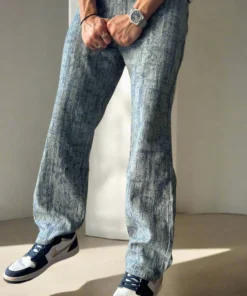 Men’s Luxury Bamboo Texture Baggy Jeans