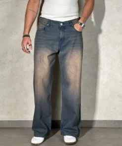 Men’s Teal Bronze Wide Leg Baggy Jeans