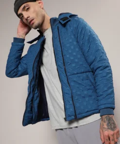 Premium Self Design Buffalo Check Puffer Jacket with Insulated Padding