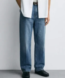 Blue Loose Fit Relaxed Denim Jeans for Men