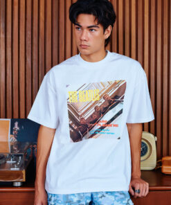 Stairway to Please White Oversized Printed T-Shirt