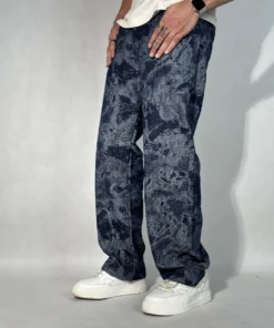 Casual Indigo Mirage Jacquard Loose Fit Jeans