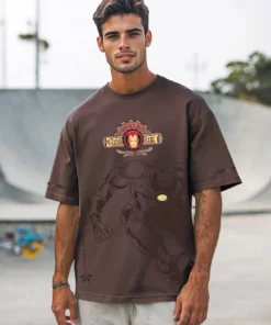Men’s Modern Brown Oversized Graphic Tee