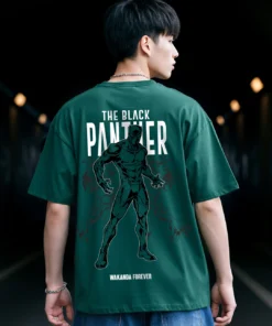 Wakanda Forever Green Oversized Printed Tee for Men